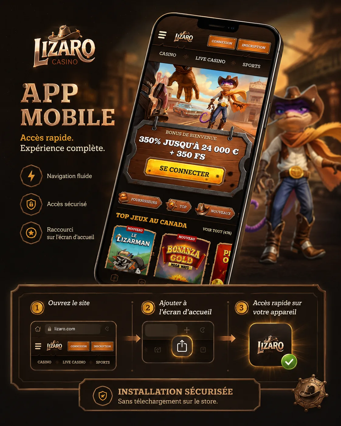 Installation du raccourci mobile Lizaro