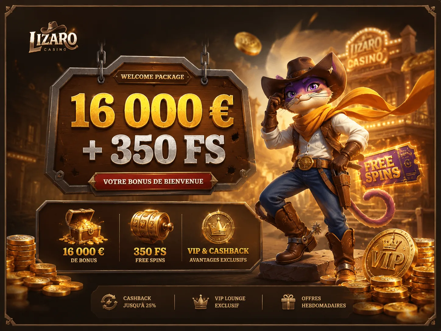 Package bonus Lizaro avec 16 000 euros et tours gratuits