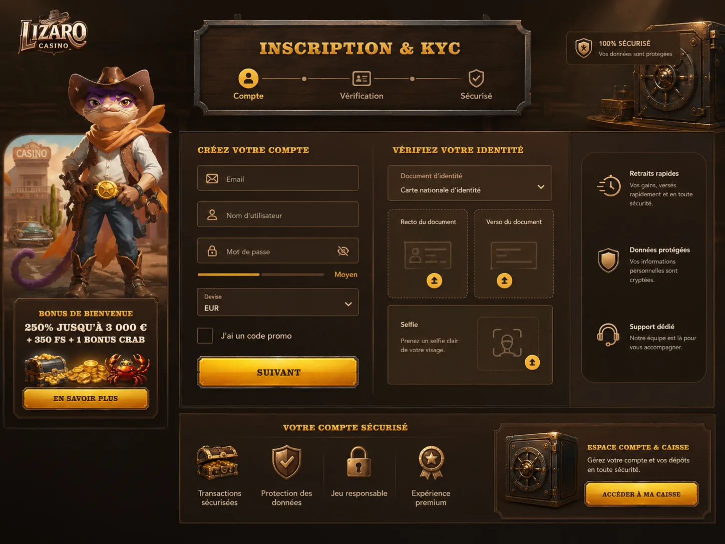 Compte Lizaro et préparation KYC