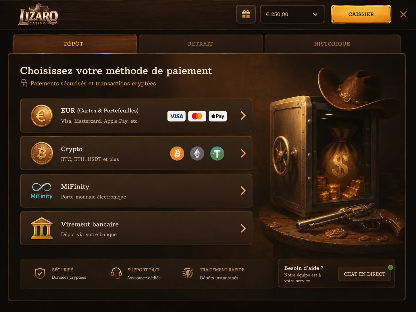 Méthodes de paiement Lizaro France